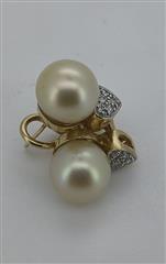 Pearl Gold-Diamond & Stone Earrings 6 Diamonds .18 Carat T.W. 14K Yellow Gold